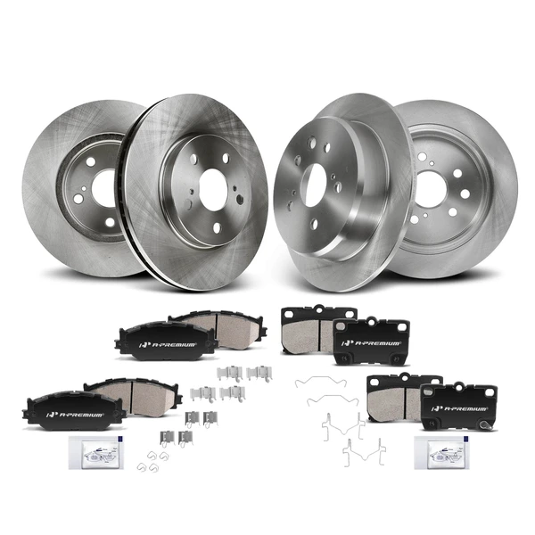 2006-2013 Lexus IS250 Disc Brake Rotors and Ceramic Pads Kit, 12 Pcs, Front & Rear, A-Premium, APBRPR920