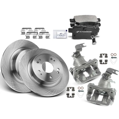 8 Pcs Rear Disc Brake Rotors & Brake Pads + Brake Caliper