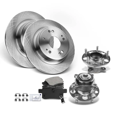 8 Pcs Rear Disc Brake Rotor & Pad + Hub Bearing