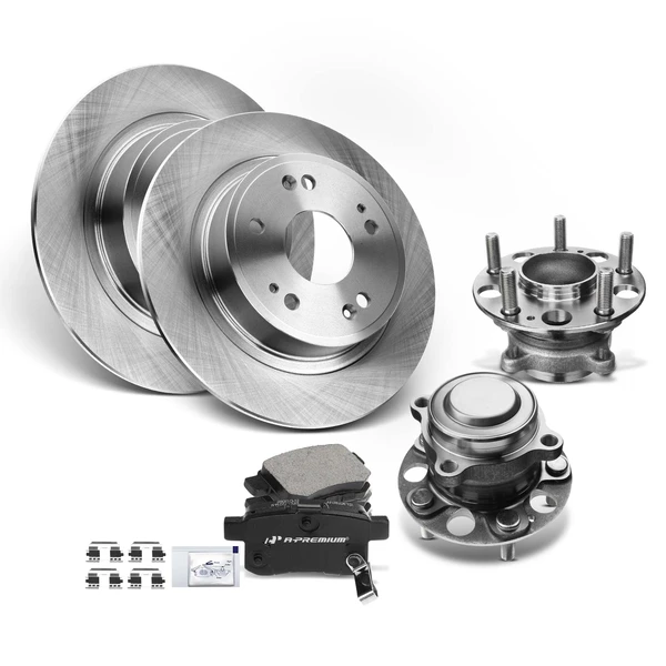 2016-2017 Honda Accord Disc Brake Rotors and Ceramic Pads Kit with Calipers, 8 Pcs, Rear Driver & Passenger, A-Premium, APBRPR815