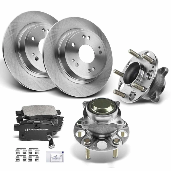 2013-2015 Honda Accord Disc Brake Rotors and Ceramic Pads Kit with Calipers, 8 Pcs, Rear Driver & Passenger, A-Premium, APBRPR816