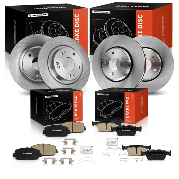 2017-2018 2020 Honda Civic Disc Brake Rotors and Ceramic Pads Kit, 12 Pcs, Front & Rear, A-Premium, APBRPR1663