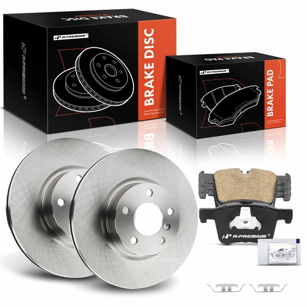 2011-2017 BMW X3 Disc Brake Rotors and Ceramic Pads Kit, 6 Pcs, Front Driver & Passenger, A-Premium, APBRPR1730