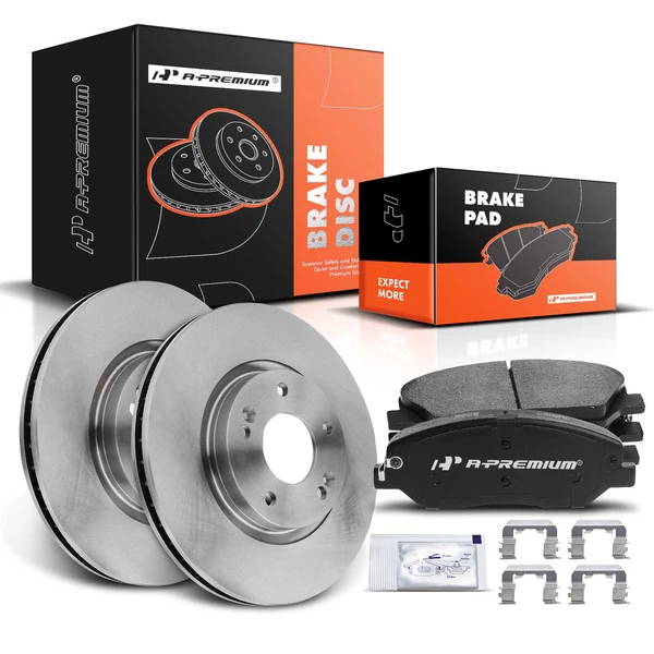 2007-2009 Hyundai Santa Fe Disc Brake Rotors and Ceramic Pads Kit, 6 Pcs, Front Driver & Passenger, A-Premium, APBRPR456