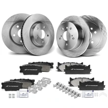 Front & Rear Disc Brake Rotors & Ceramic Brake Pads for Toyota Camry 12-17