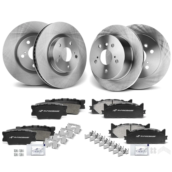 2013-2018 Lexus ES350 Disc Brake Rotors and Ceramic Pads Kit, 12 Pcs, Front & Rear, A-Premium, APBRPR257