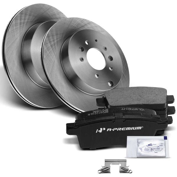 Disc Brake Rotors and Ceramic Pads Kit, 6 Pcs, Rear Driver & Passenger, A-Premium, APBRPR455