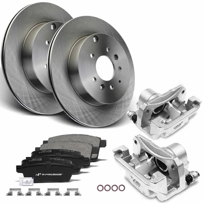 8 Pcs Rear Disc Brake Rotor & Ceramic Pads + Brake Caliper