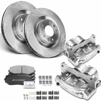 8 Pcs Front Disc Brake Rotor & Ceramic Pads + Brake Caliper