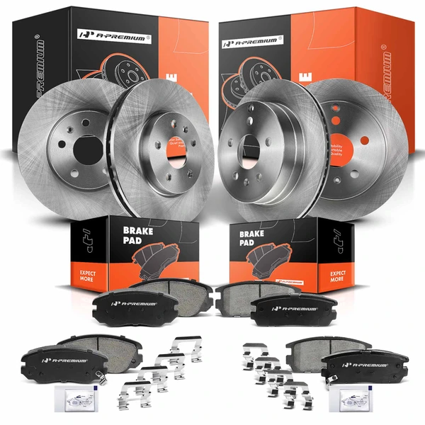 2010-2017 GMC Terrain Disc Brake Rotors and Ceramic Pads Kit, 12 Pcs, Front & Rear, A-Premium, APBRPR255