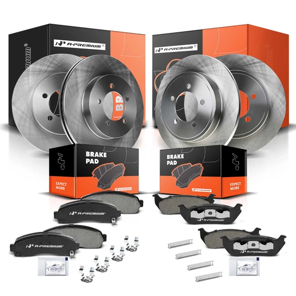 2002-2005 Mercury Mountaineer Disc Brake Rotors and Ceramic Pads Kit, 12 Pcs, Front & Rear, A-Premium, APBRPR256