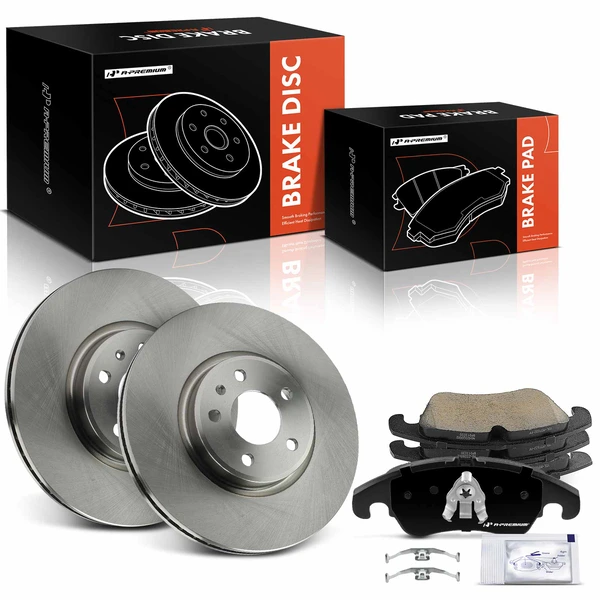 2012 Audi S5 Disc Brake Rotors and Ceramic Pads Kit, 6 Pcs, Front Driver & Passenger, A-Premium, APBRPR1731