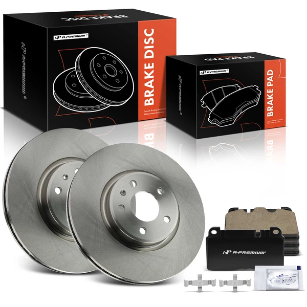 2013-2017 Audi Q5 Disc Brake Rotors and Ceramic Pads Kit, 6 Pcs, Front Driver & Passenger, A-Premium, APBRPR1732
