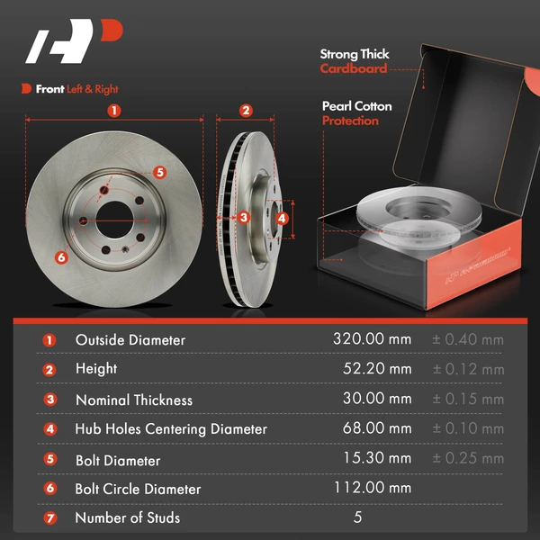 Disc Brake Rotors and Ceramic Pads Kit, 6 Pcs, Front Driver & Passenger, A-Premium, APBRPR1732