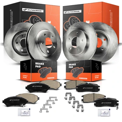 Front & Rear Disc Brake Rotors & Ceramic Brake Pads