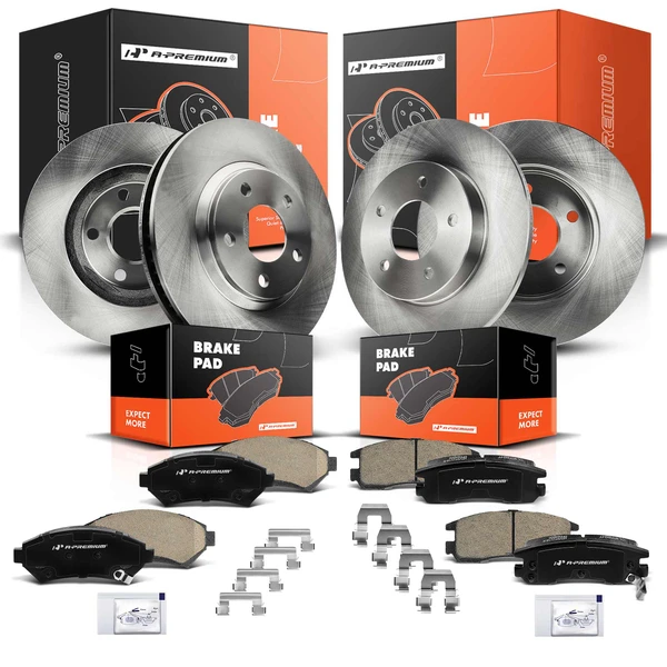 1997-2002 Cadillac Eldorado Disc Brake Rotors and Ceramic Pads Kit, 12 Pcs, Front & Rear, A-Premium, APBRPR258