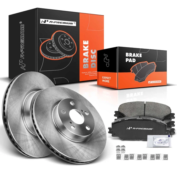 Disc Brake Rotors and Ceramic Pads Kit, 6 Pcs, Front Driver & Passenger, A-Premium, APBRPR457