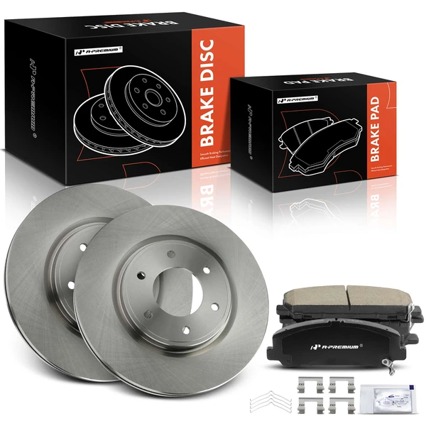 2011-2015 2017-2019 Nissan TITAN Disc Brake Rotors and Ceramic Pads Kit, 6 Pcs, Front Driver & Passenger, A-Premium, APBRPR1733