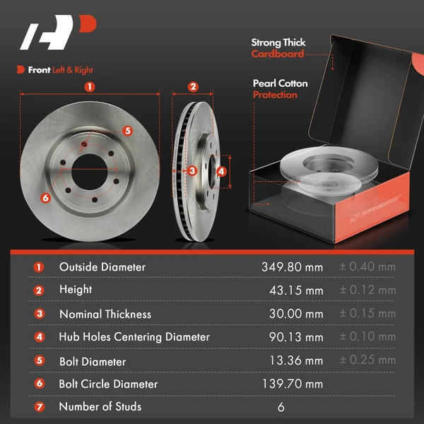 Disc Brake Rotors and Ceramic Pads Kit, 6 Pcs, Front Driver & Passenger, A-Premium, APBRPR1733