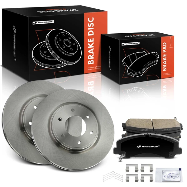 2007-2010 INFINITI QX56 Disc Brake Rotors and Ceramic Pads Kit, 6 Pcs, Front Driver & Passenger, A-Premium, APBRPR1734
