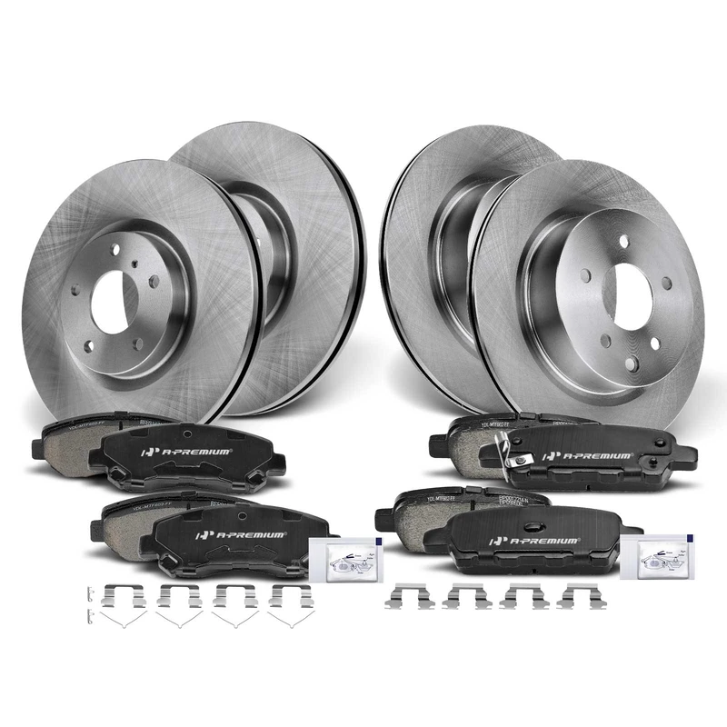 Brake Pad and Rotor Kit, 12 Pcs, Front & Rear, A-Premium, APBRPR259