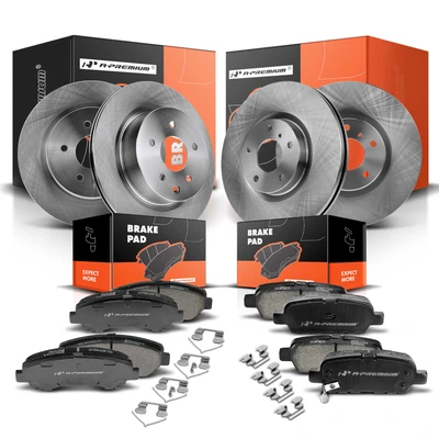 2009-2014 2016-2017 Nissan Maxima Brake Pad and Rotor Kit, 12 Pcs, Front & Rear, A-Premium, APBRPR259