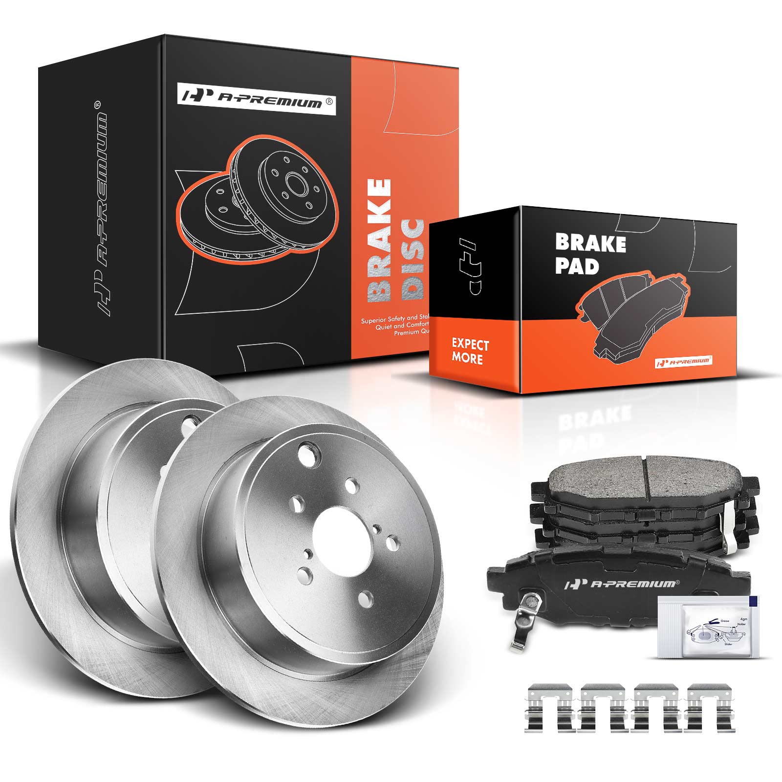 2013-2016 Subaru BRZ Disc Brake Rotors and Ceramic Pads Kit, 6 Pcs, Rear Driver & Passenger, A-Premium, APBRPR114
