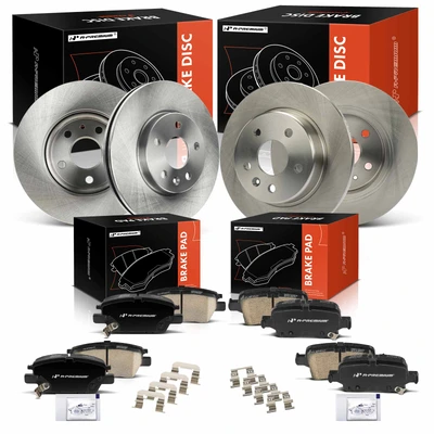 12 Pcs Front & Rear Disc Brake Rotors & Ceramic Brake Pads
