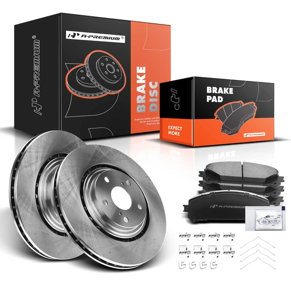 2010-2015 Lexus RX350 Disc Brake Rotors and Ceramic Pads Kit, 6 Pcs, Front Driver & Passenger, A-Premium, APBRPR115