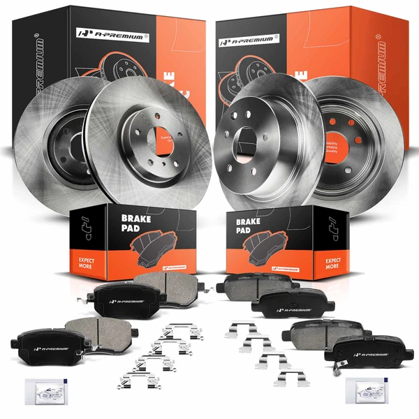 2004-2008 Nissan Maxima Disc Brake Rotors and Ceramic Pads Kit, 12 Pcs, Front & Rear, A-Premium, APBRPR263
