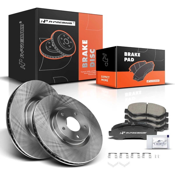 2009-2014 2016-2018 Nissan Maxima Disc Brake Rotors and Ceramic Pads Kit, 6 Pcs, Front Driver & Passenger, A-Premium, APBRPR116