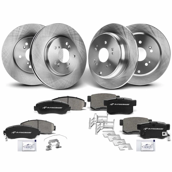 Disc Brake Rotors and Ceramic Pads Kit, 12 Pcs, Front & Rear, A-Premium, APBRPR261