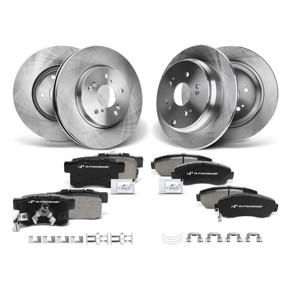 Disc Brake Rotors and Ceramic Pads Kit, 12 Pcs, Front & Rear, A-Premium, APBRPR262