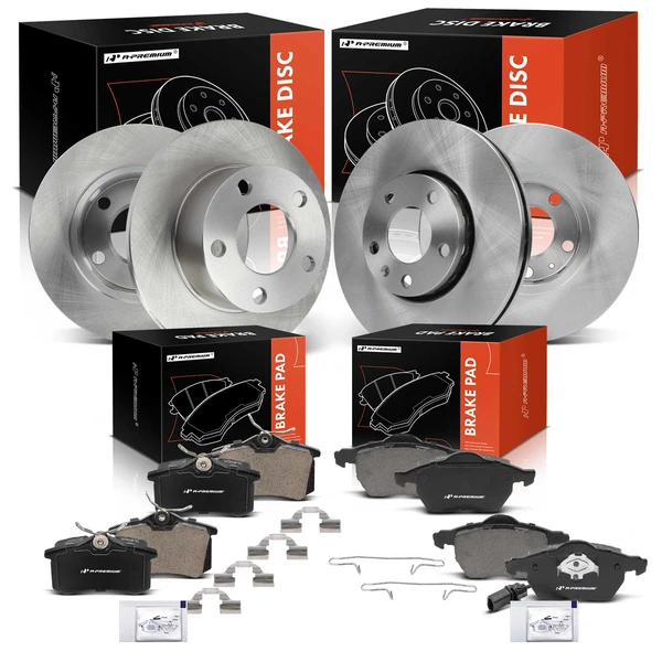 2000-2001 Audi A6 Disc Brake Rotors and Ceramic Pads Kit, 12 Pcs, Front & Rear, A-Premium, APBRPR571