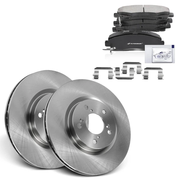 2009-2014 Acura TL Disc Brake Rotors and Ceramic Pads Kit, 6 Pcs, Front Driver & Passenger, A-Premium, APBRPR924
