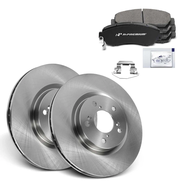 2011-2014 Honda Odyssey Disc Brake Rotors and Ceramic Pads Kit, 6 Pcs, Front Driver & Passenger, A-Premium, APBRPR925