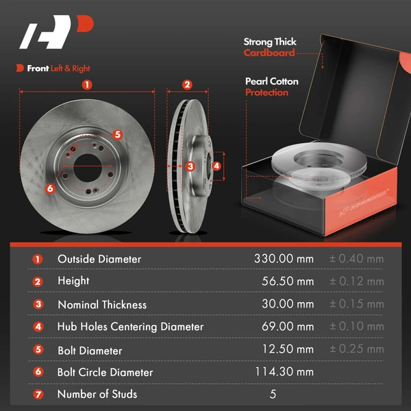 Disc Brake Rotors and Ceramic Pads Kit, 6 Pcs, Front Driver & Passenger, A-Premium, APBRPR1824
