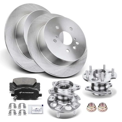 8 Pcs Rear Disc Brake Rotor & Brake Pad + Wheel Hub Bearing