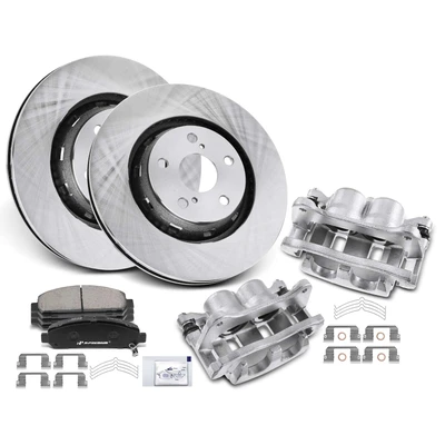 8 Pcs Front Disc Brake Rotor & Brake Pads + Brake Caliper
