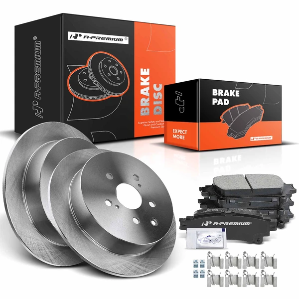 2010-2015 Lexus RX350 Disc Brake Rotors and Ceramic Pads Kit, 6 Pcs, Rear Driver & Passenger, A-Premium, APBRPR118