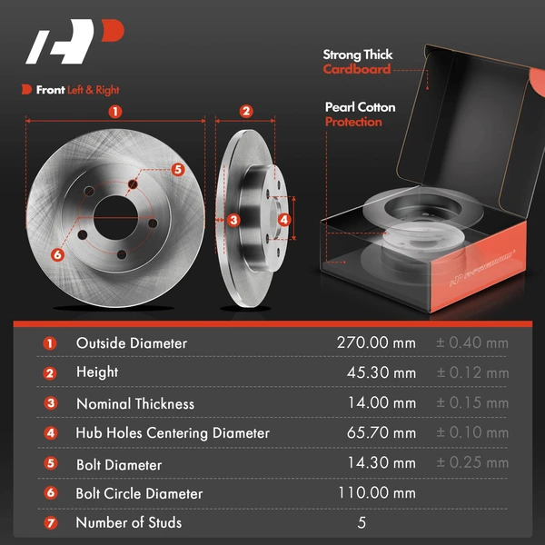 Disc Brake Rotors and Ceramic Pads Kit, 12 Pcs, Front & Rear, A-Premium, APBRPR572