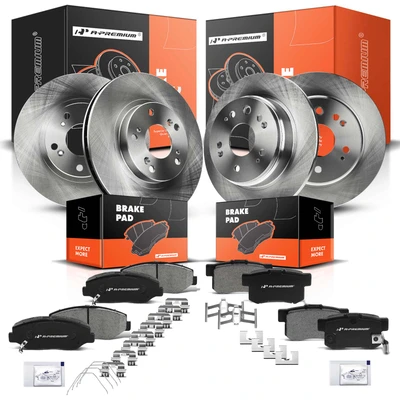 Front & Rear Disc Brake Rotors & Ceramic Brake Pads