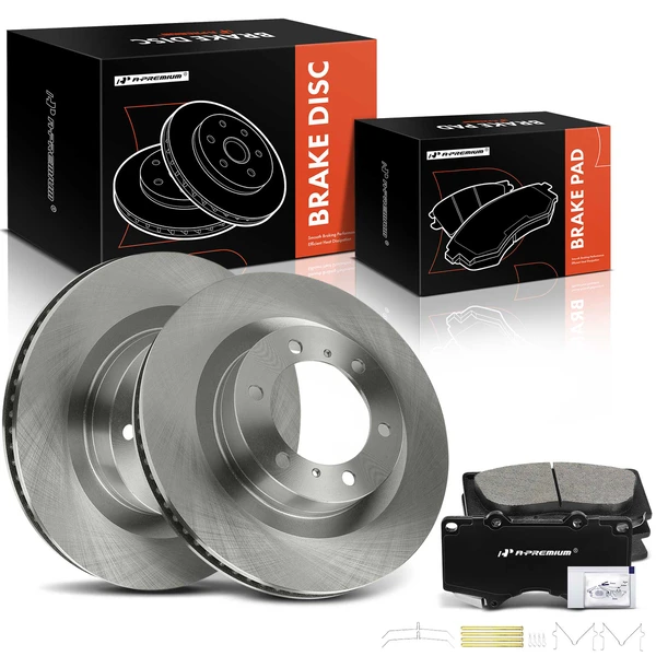 2010-2021 Lexus GX460 Disc Brake Rotors and Ceramic Pads Kit, 6 Pcs, Front Driver & Passenger, A-Premium, APBRPR574