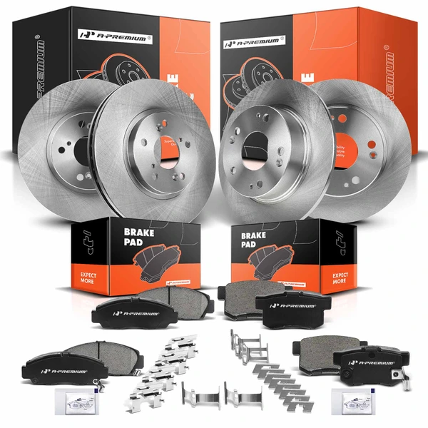 2004-2008 Acura TSX Disc Brake Rotors and Ceramic Pads Kit, 12 Pcs, Front & Rear, A-Premium, APBRPR265
