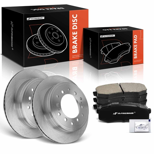 2010-2021 Lexus GX460 Disc Brake Rotors and Ceramic Pads Kit, 6 Pcs, Rear Driver & Passenger, A-Premium, APBRPR573
