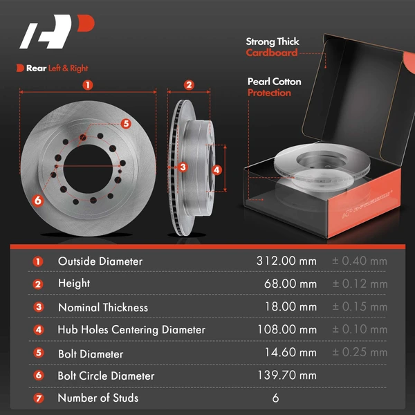 Disc Brake Rotors and Ceramic Pads Kit, 6 Pcs, Rear Driver & Passenger, A-Premium, APBRPR573