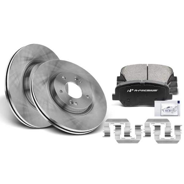 2010-2012 Hyundai Santa Fe Disc Brake Rotors and Ceramic Pads Kit, 6 Pcs, Front Driver & Passenger, A-Premium, APBRPR119