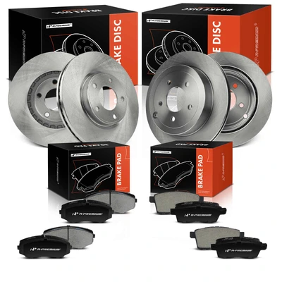 12 Pcs Front & Rear Disc Brake Rotors & Ceramic Brake Pads