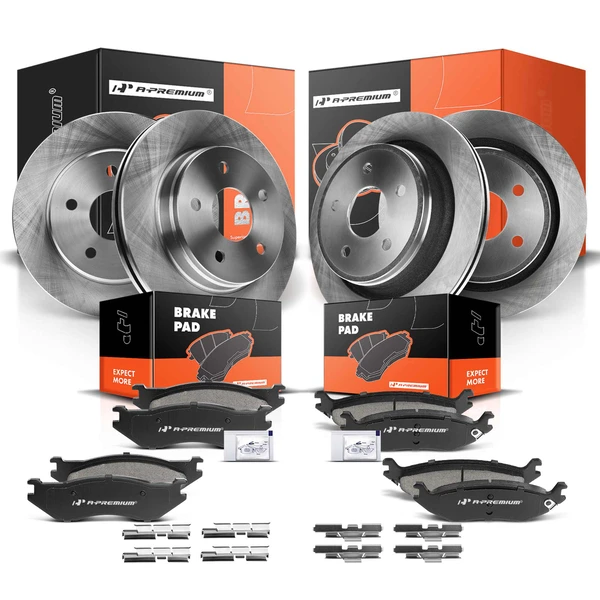 2004-2006 Dodge Durango Disc Brake Rotors and Ceramic Pads Kit, 12 Pcs, Front & Rear, A-Premium, APBRPR267