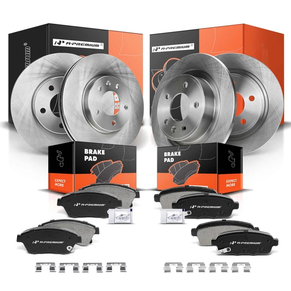 2012-2017 Buick Verano Disc Brake Rotors and Ceramic Pads Kit, 12 Pcs, Front & Rear, A-Premium, APBRPR372